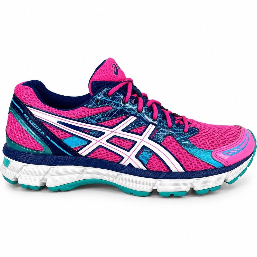 ASICS Gel Excite 2 Womens 8.5 Pink Blue Running Shoes T473N Athletic Sneakers